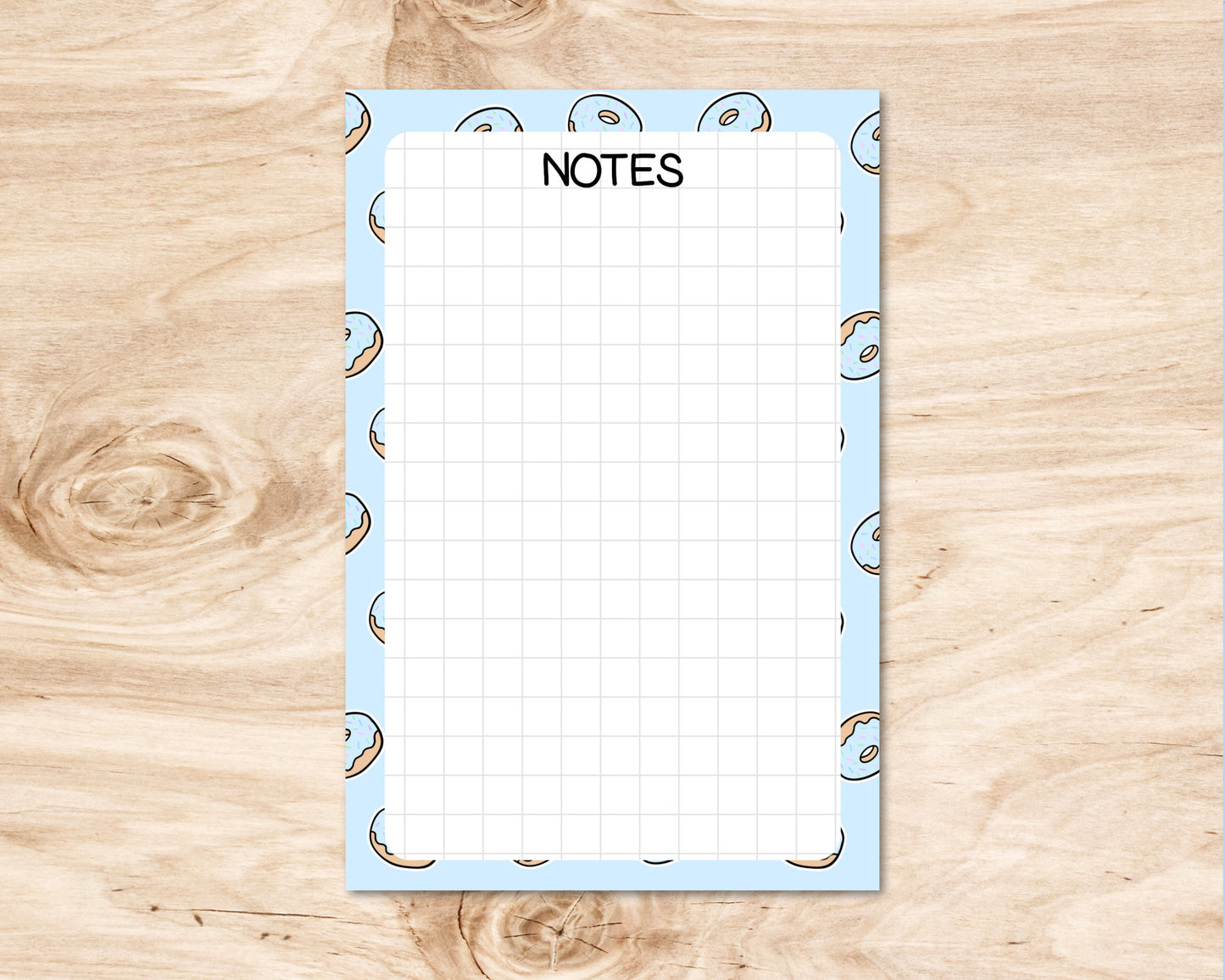 4x6 Donut Pattern Pastel Blue Notepad | Cute Donut Notepad | Cute Notepad | Cute image 0