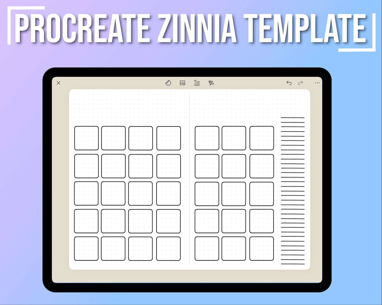 Digital Procreate Calendar Template for Zinnia