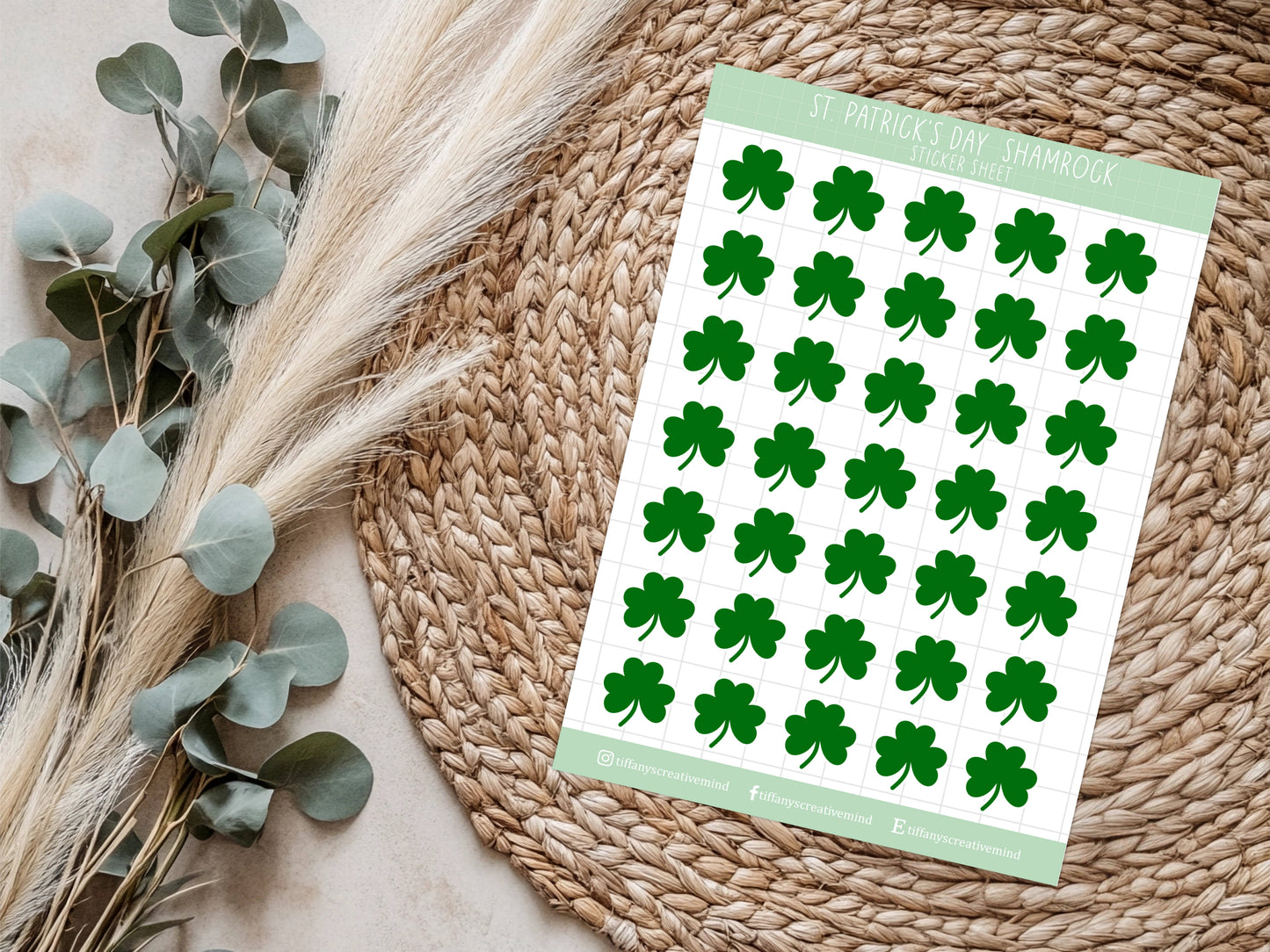 Shamrock Sticker Sheet - 5x7 inches - Shamrock Stickers - St. Pattys Day Sticker image 0