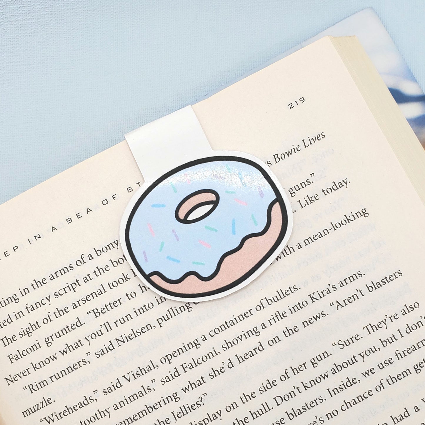 Pastel Blue Donut Die Cut Magnetic Bookmark image 0