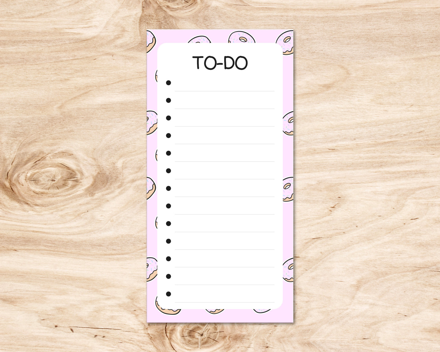 3x6 inch Cute Pastel Pink Donut Pattern List Notepad - To-Do List - Cute List image 0
