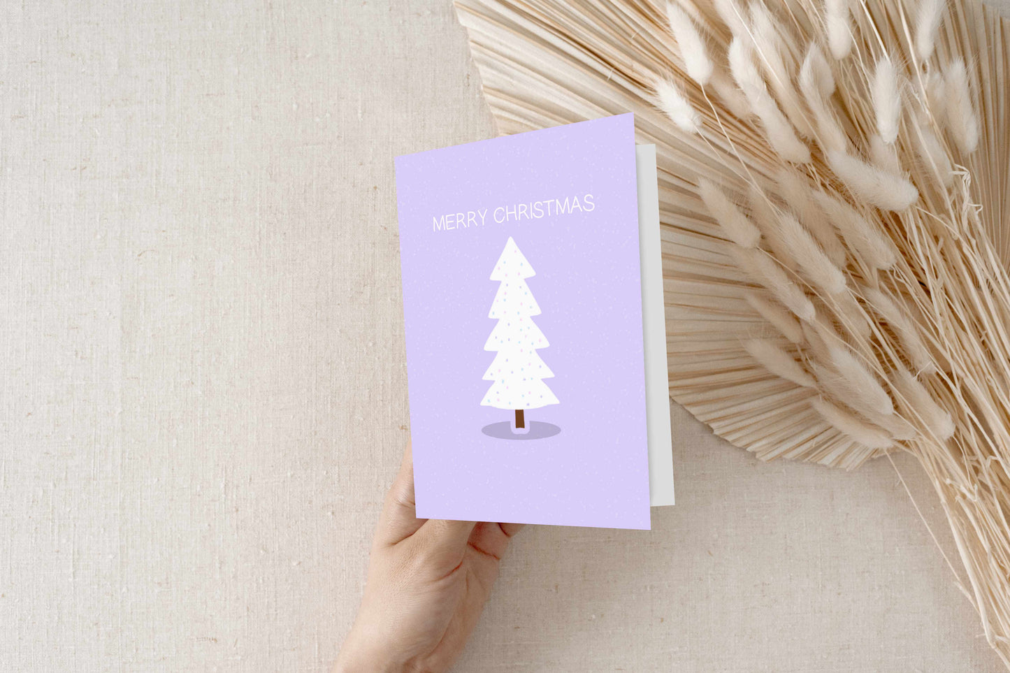 Merry Christmas Pastel Purple Simple Christmas Tree Greeting Card