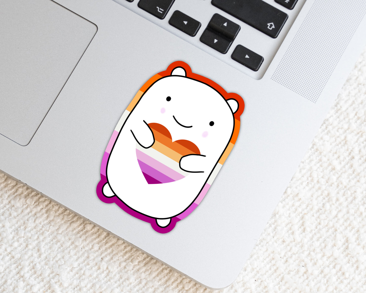 Lesbian LGBTQ+ Marshmallow Bear Weatherproof Die Cut Sticker image 0