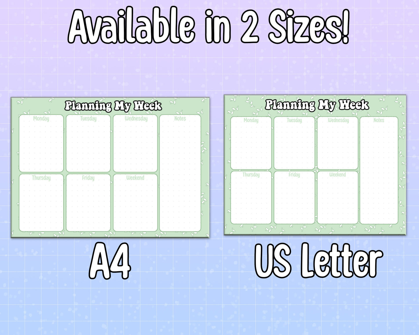 Spring Leafy Weekly Planner Notepad | A4 Weekly Notepad | Letter Size Weekly Notepad | Weekly Notepad | Cute Weekly Notepad | Weekly Planner