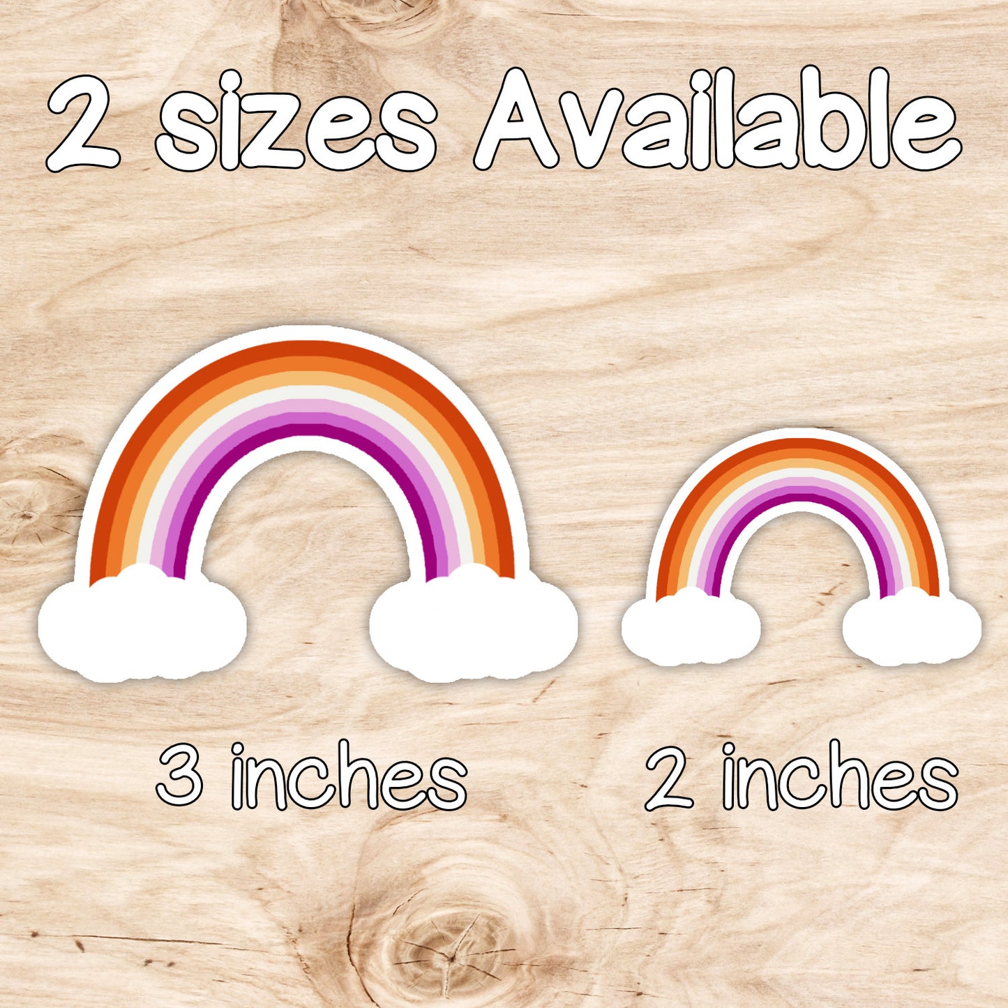 Lesbian LGBTQ+ Rainbow with Clouds Weatherproof Vinyl Die Cut Sticker image 1