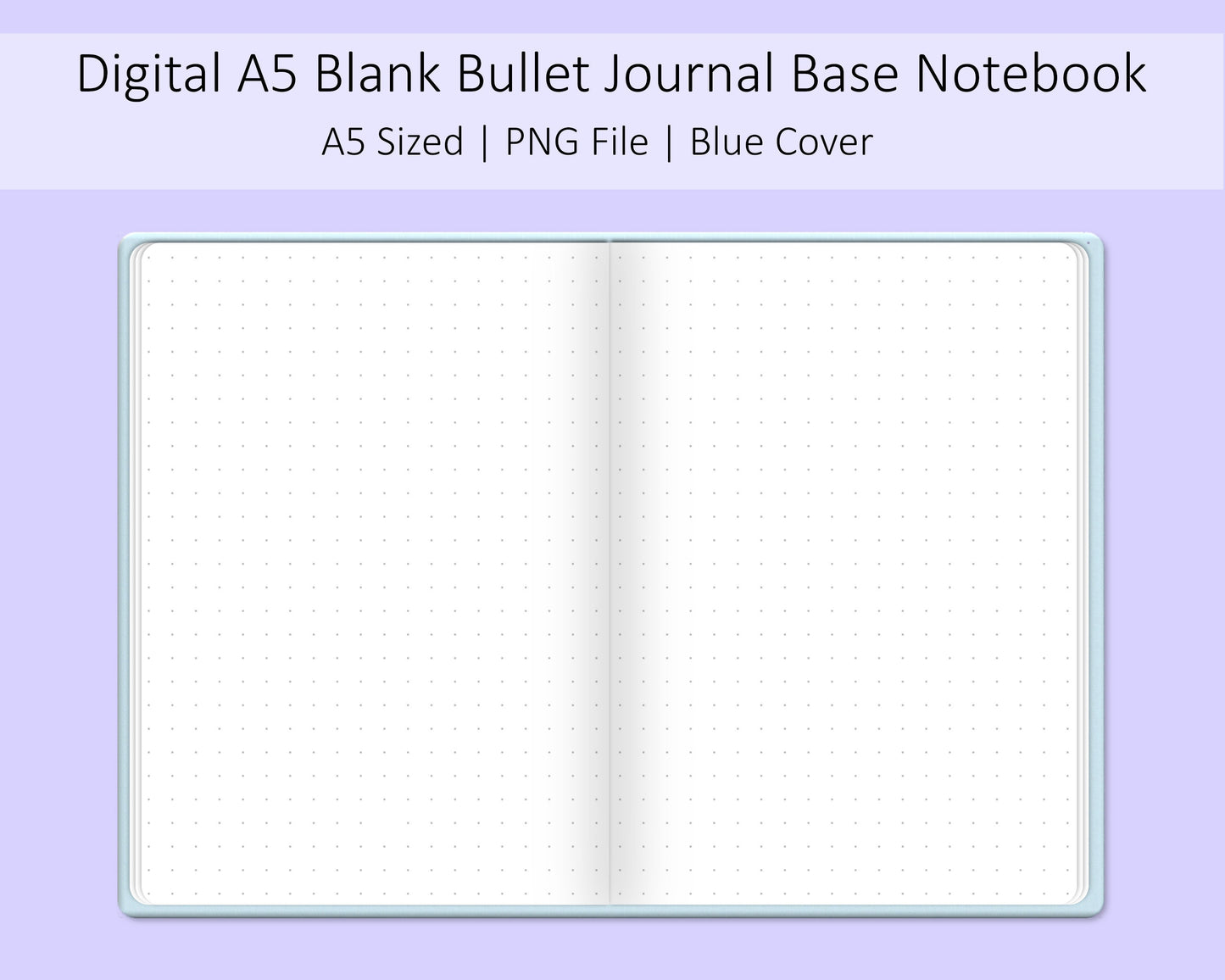 A5 Digital Bullet Journal Base Notebook | Pastel Blue Cover | PNG File