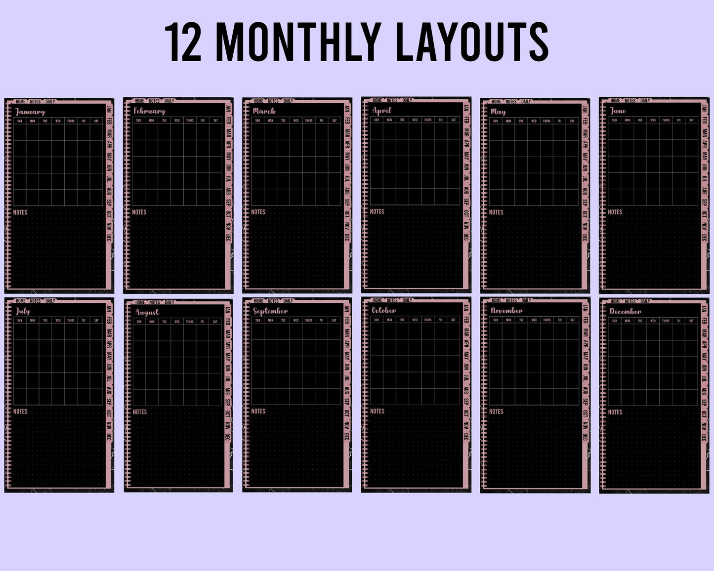 UNDATED Blackout Digital Mobile Phone Planner | Mobile Phone Planner | iPhone Planner | Android Planner | Digital Planner for Smartphone