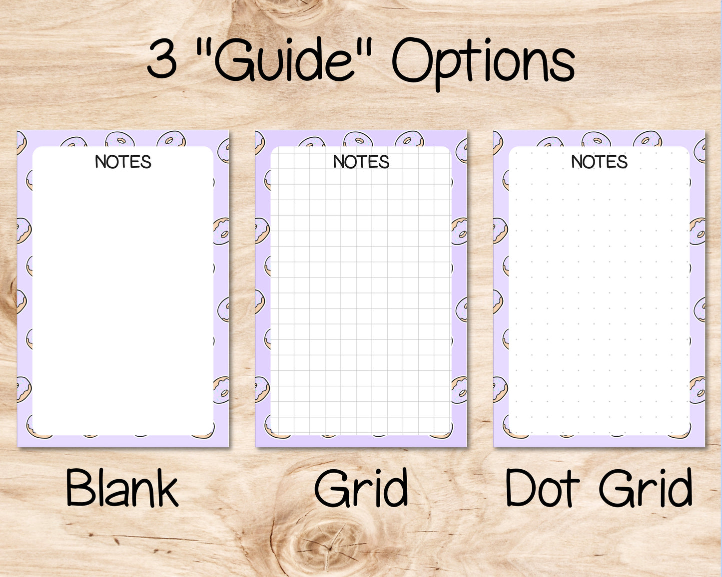 4x6 Donut Pattern Pastel Purple Notepad | Cute Donut Notepad | Cute Notepad image 1