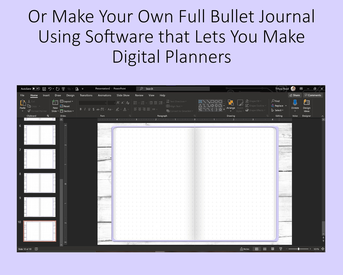 A5 Digital Bullet Journal Base Notebook | Pastel Purple | PNG File