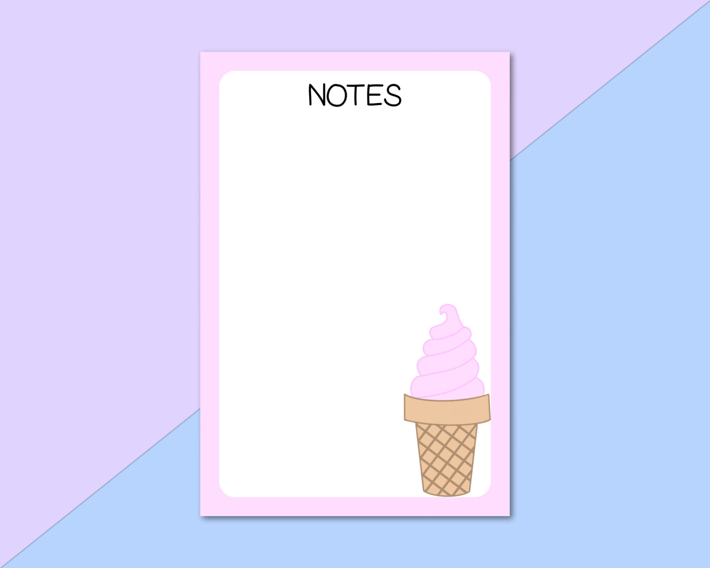 4x6 Soft Serve Ice Cream Notepad | Cute Ice Cream Notepad | Cute Notepad | Cute Stationery | Cute Memopad | Pastel Pink