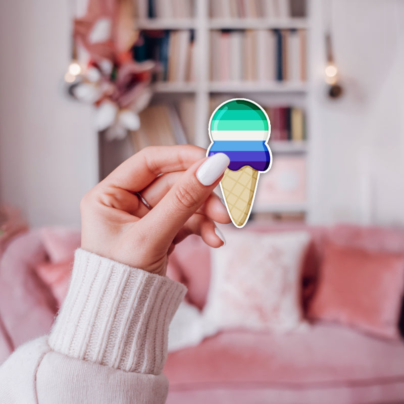 Gay Male Flag LGBTQ 2 inch Glossy Weatherproof Vinyl Die Cut Sticker