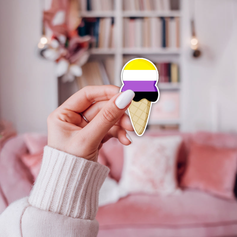 Non-Binary Flag LGBTQ 2 inch Glossy Weatherproof Vinyl Die Cut Sticker