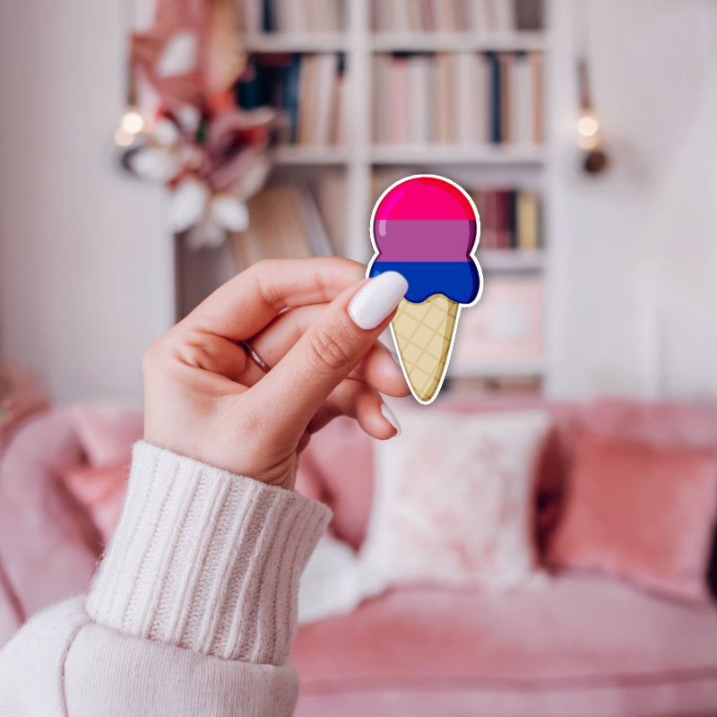 Bisexual Flag LGBTQ 2 inch Glossy Weatherproof Vinyl Die Cut Sticker