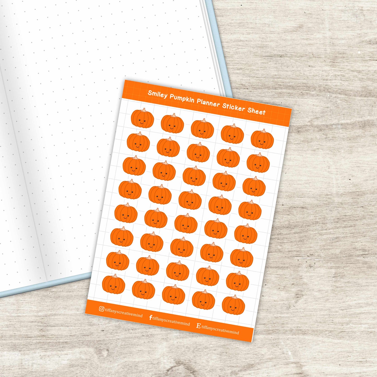 Smiley Pumpkin Planner Sticker Sheet - 5x7 inches