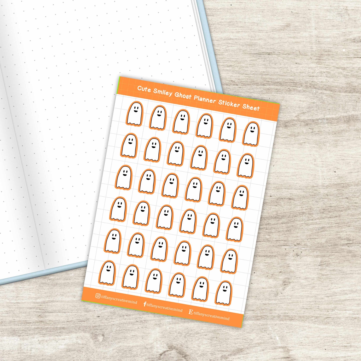 Smiley Ghost Planner Sticker Sheet - 5x7 inches