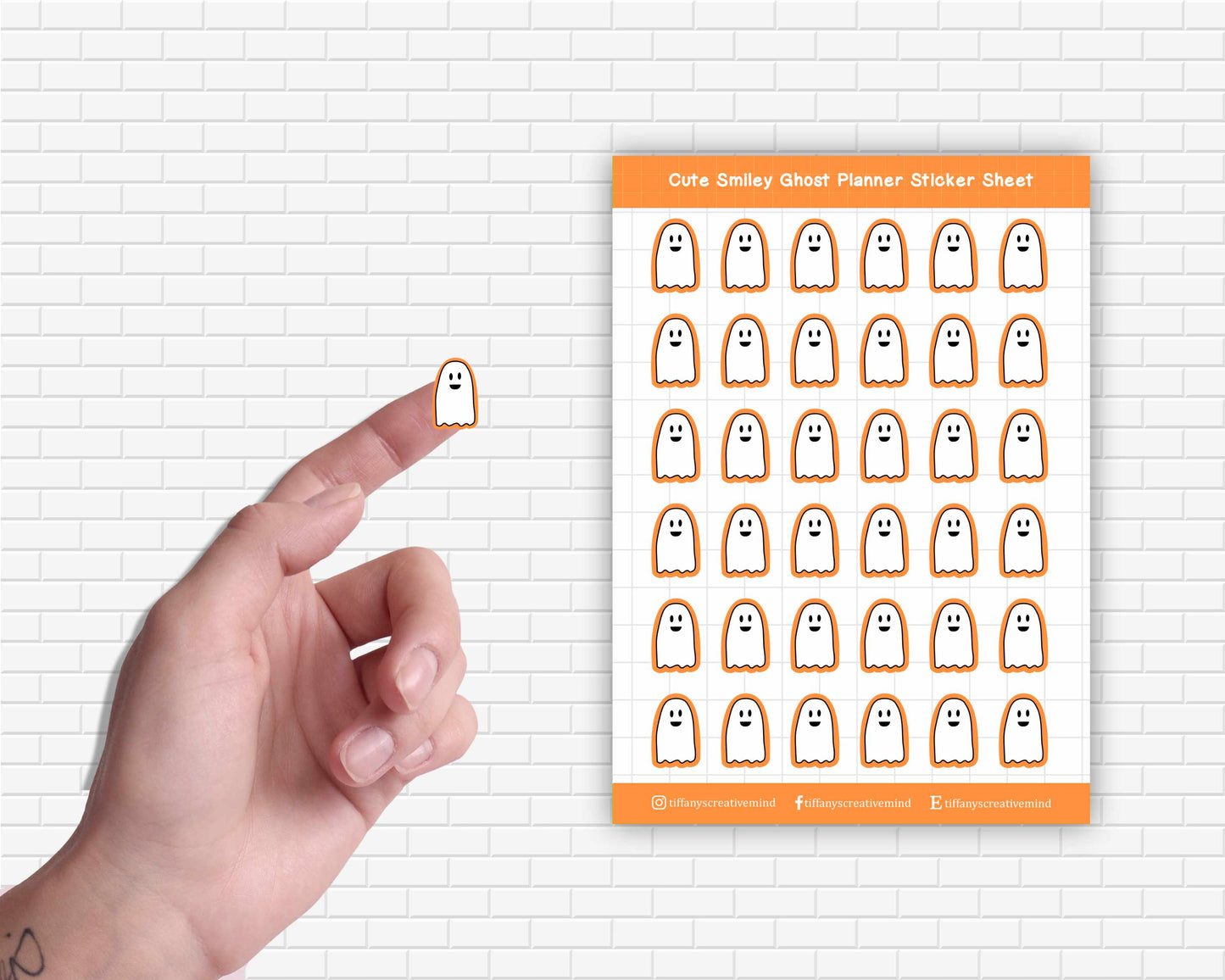 Smiley Ghost Planner Sticker Sheet - 5x7 inches