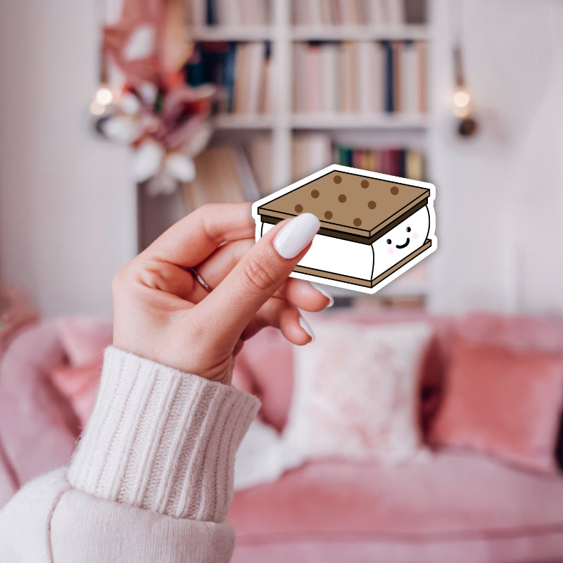 Cute Smiley S’more Weatherproof Vinyl Die Cut Sticker