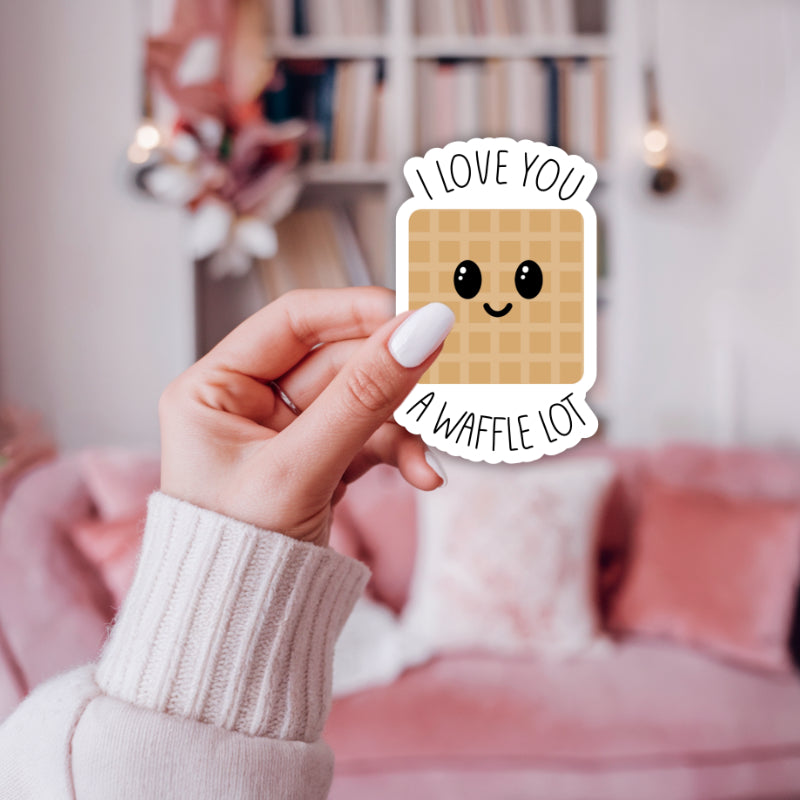 3 inch I Love You a Waffle Lot Punny Sticker