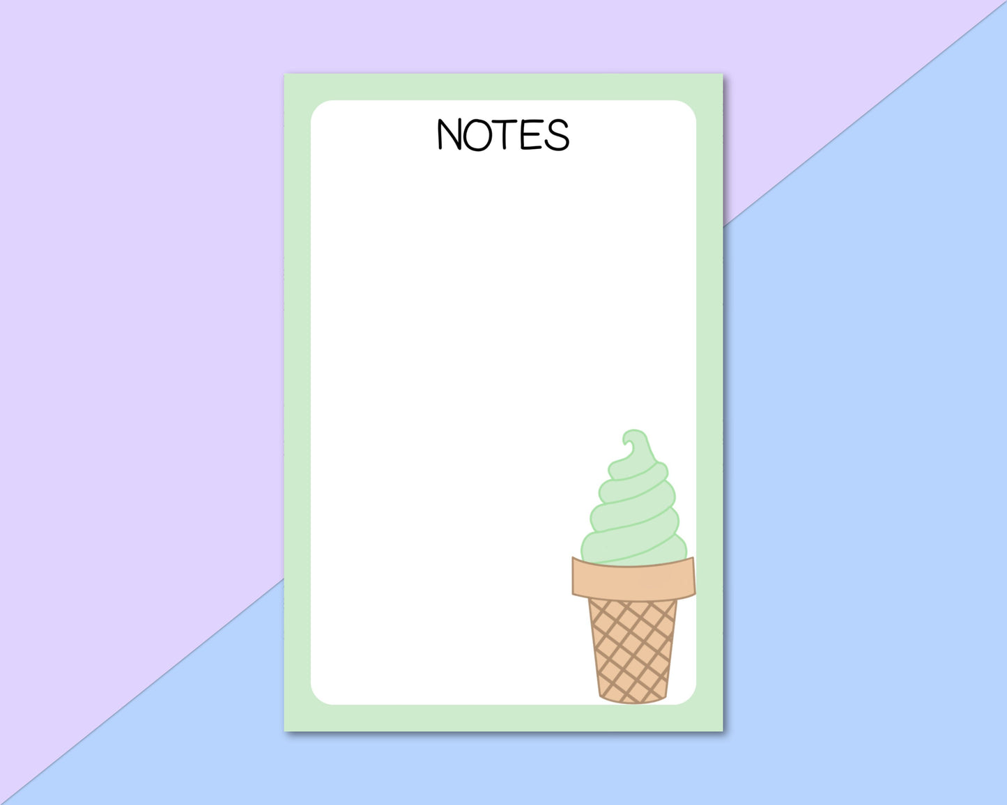 4x6 Soft Serve Ice Cream Notepad | Cute Ice Cream Notepad | Cute Notepad | Cute Stationery | Cute Memopad | Pastel Green