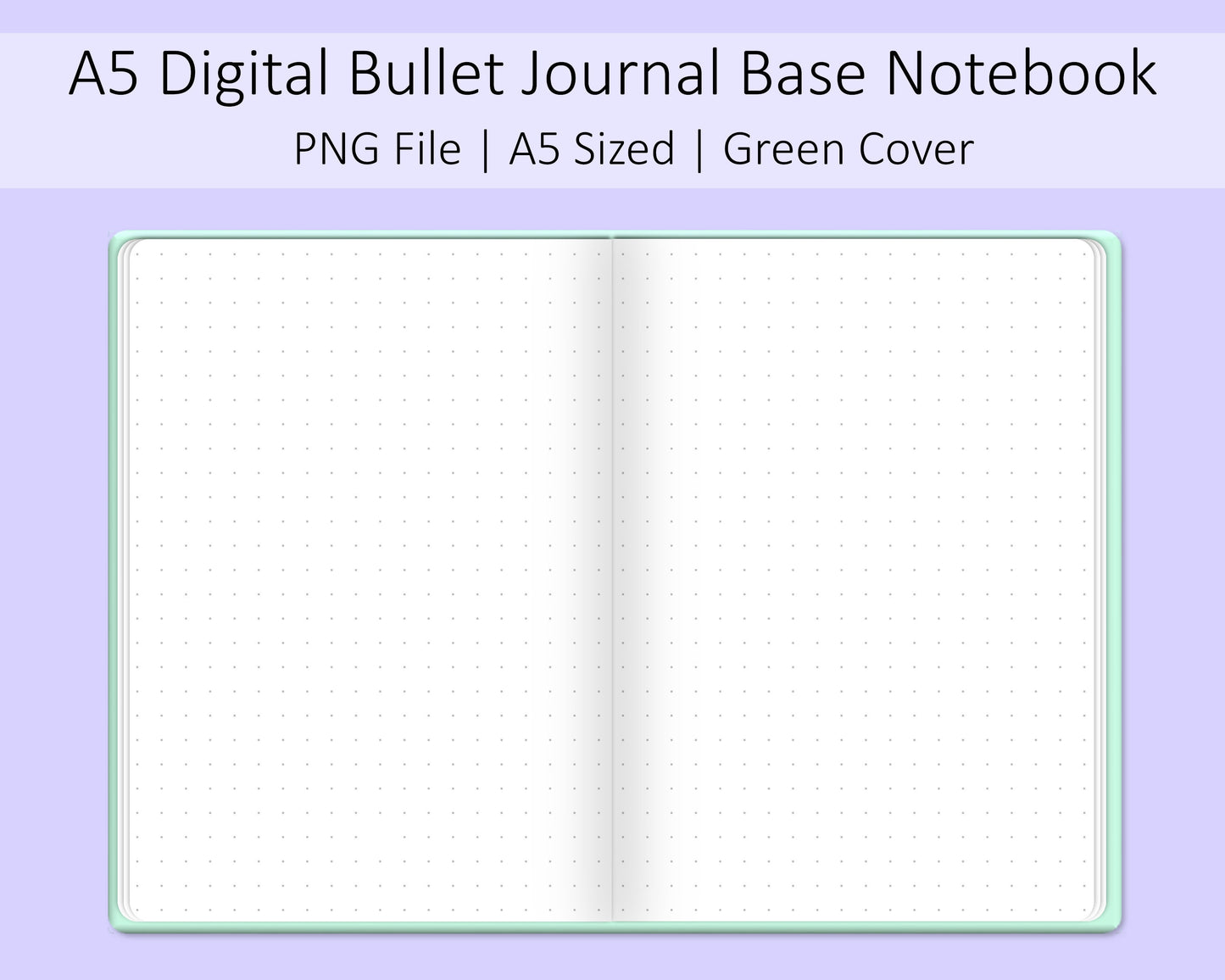 A5 Digital Bullet Journal Base Notebook | Pastel Green | PNG File