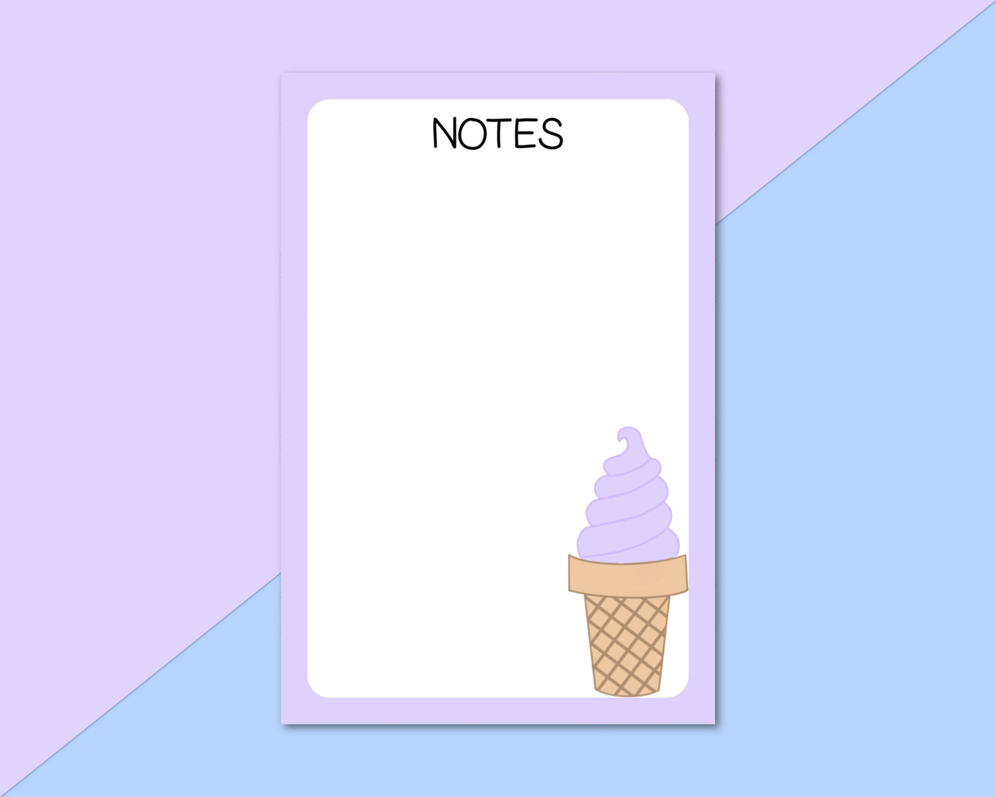 4x6 Soft Serve Ice Cream Notepad | Cute Ice Cream Notepad | Cute Notepad | Cute Stationery | Cute Memopad | Pastel Purple
