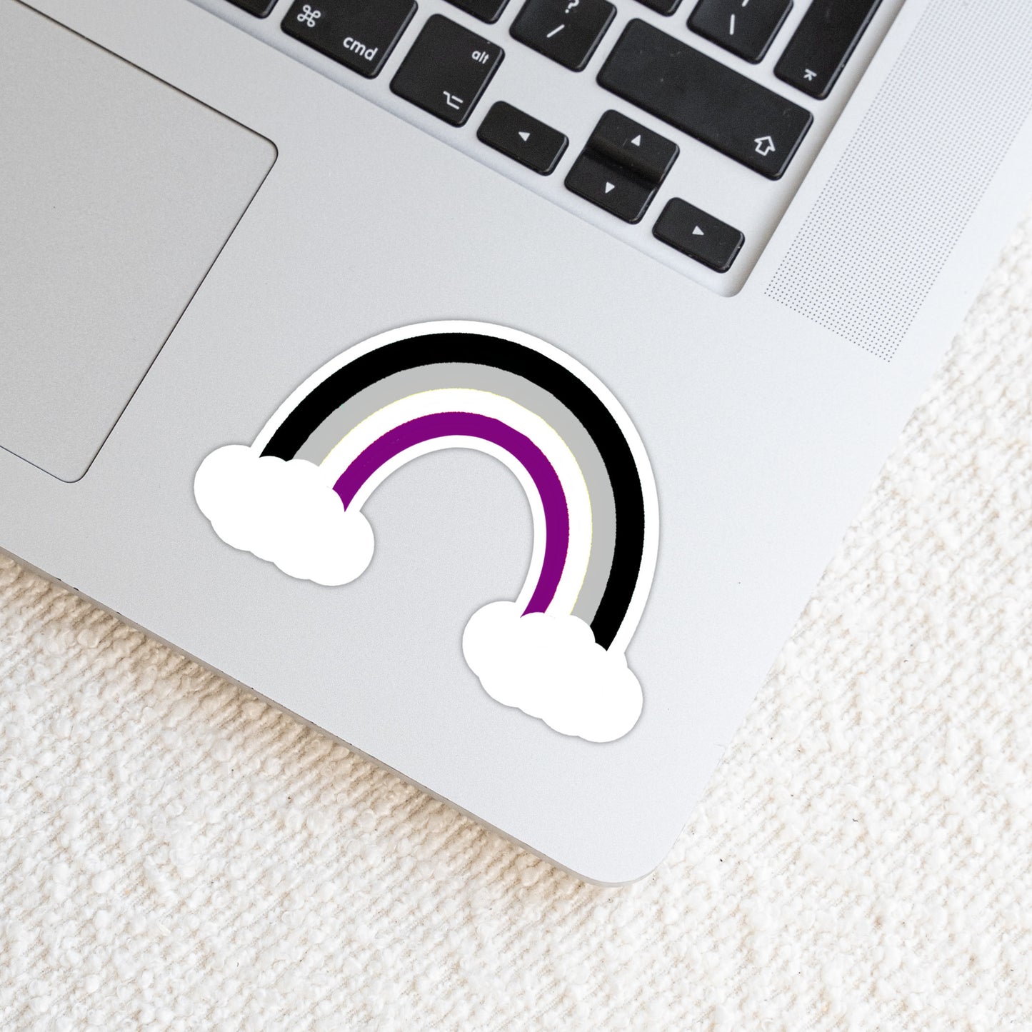 Asexual LGBTQ+ Rainbow with Clouds Weatherproof Vinyl Die Cut Sticker image 0