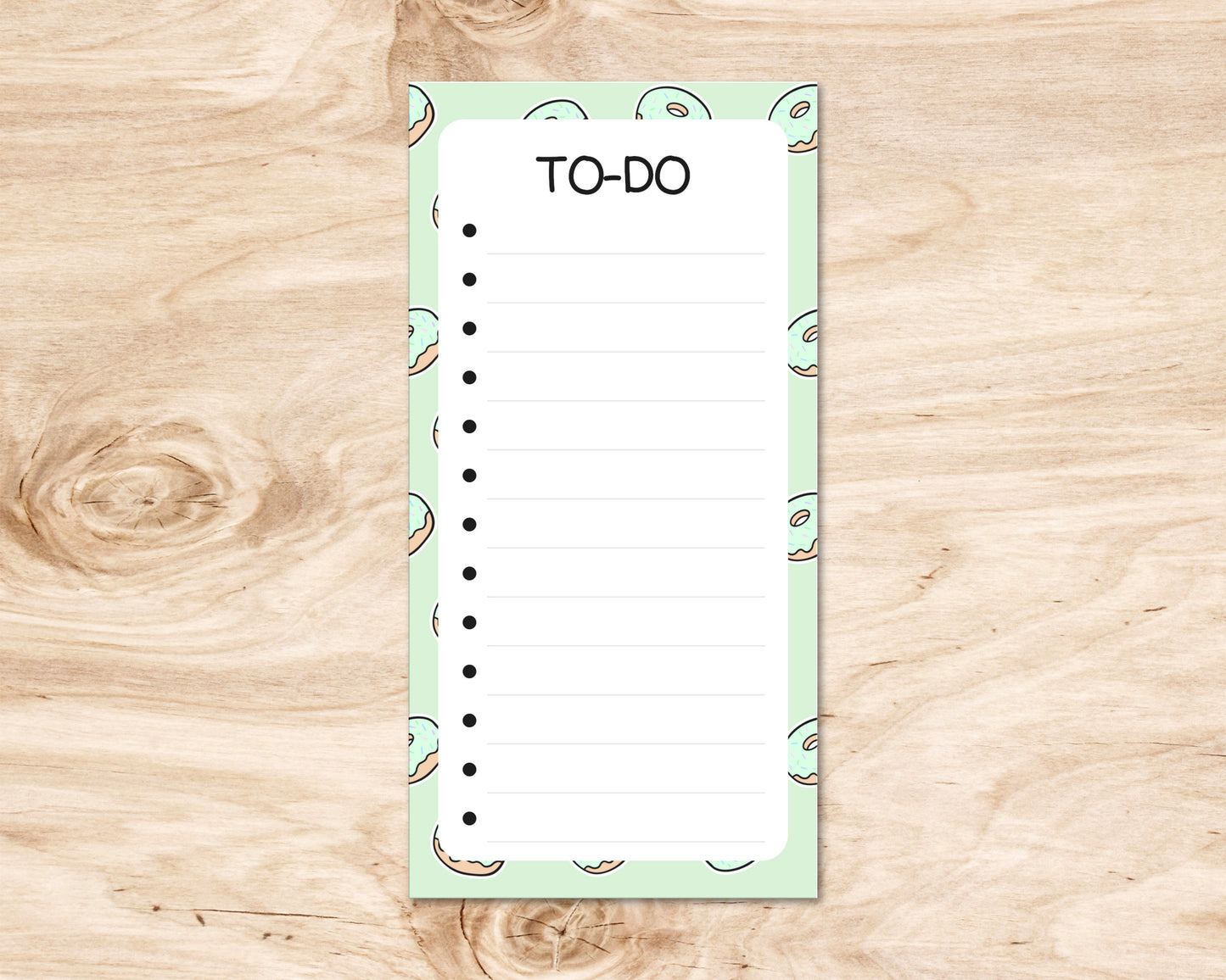 3x6 inch Cute Pastel Green Donut Pattern List Notepad - To-Do List - Cu image 0