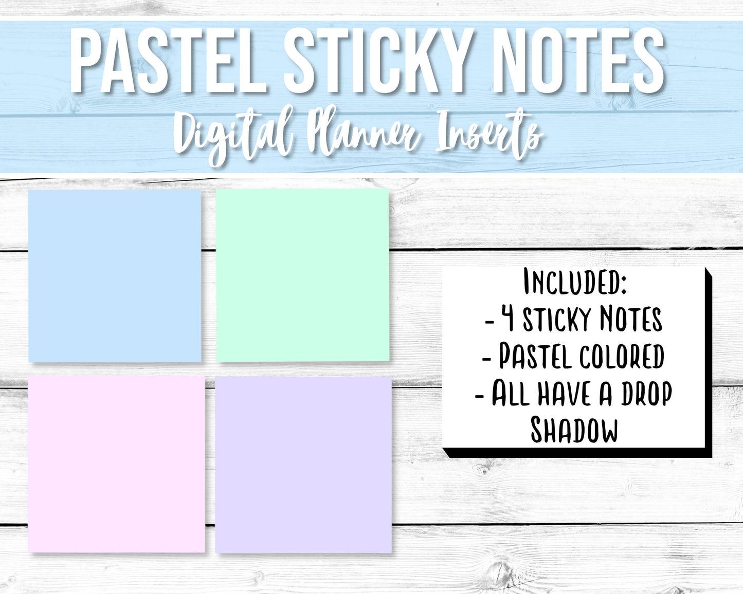 Digital Pastel Sticky Notes For Digital Planners, Digital Note-Taking for School