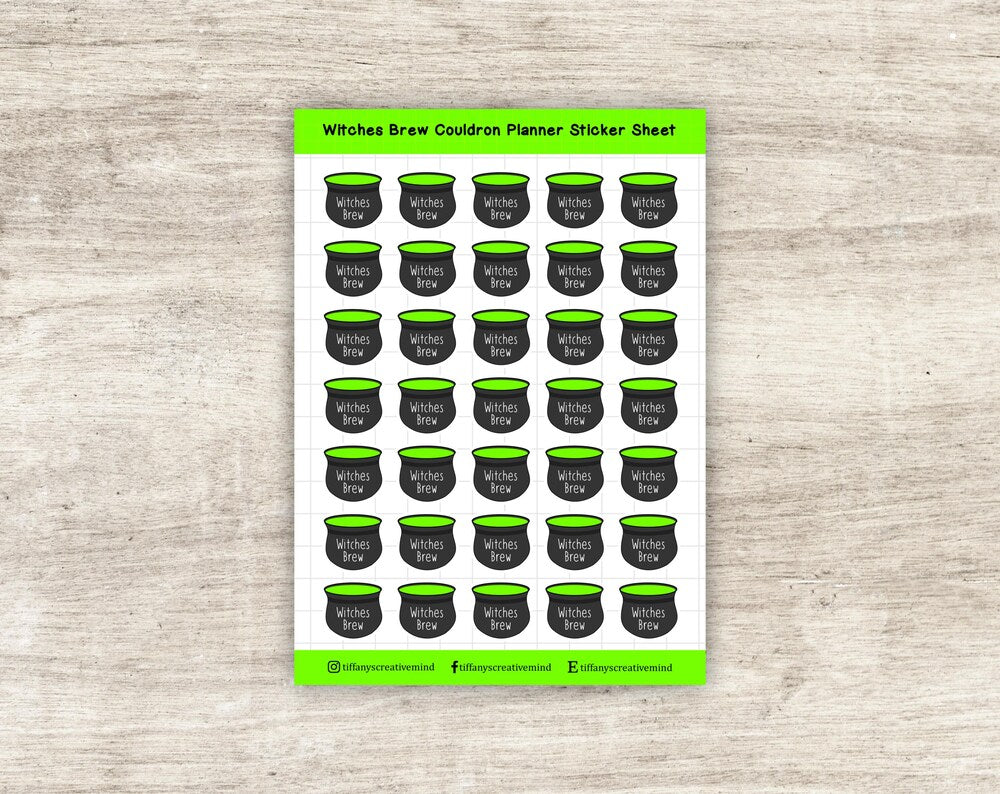 Witches Brew Cauldron Sticker Sheet