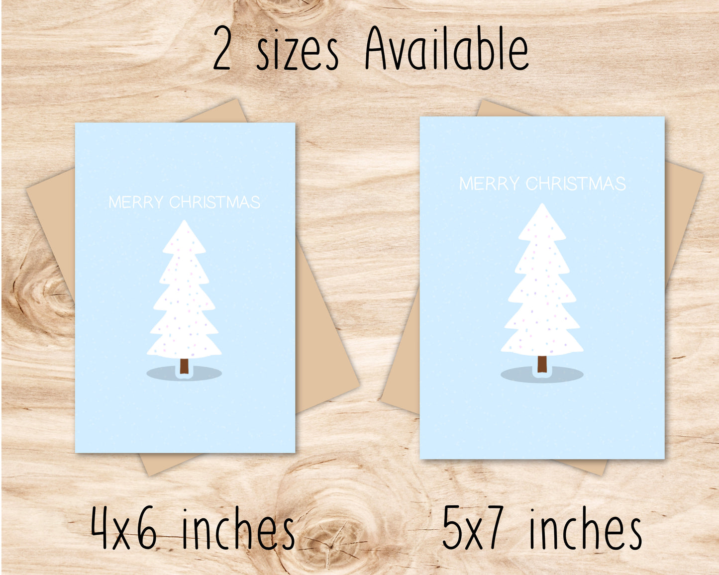 Merry Christmas Pastel Blue Simple Christmas Tree Greeting Card