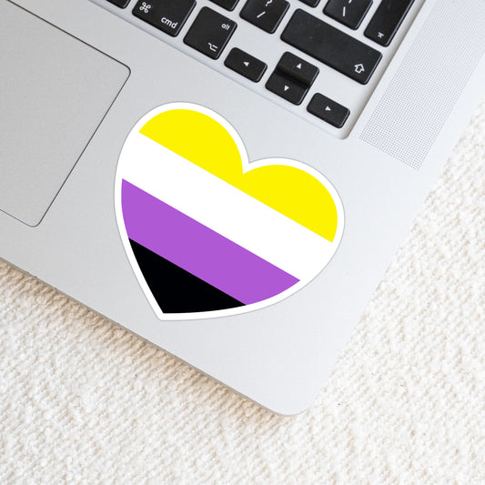 Non-Binary LGBTQ+ Heart Weatherproof Vinyl Die Cut Sticker image 0