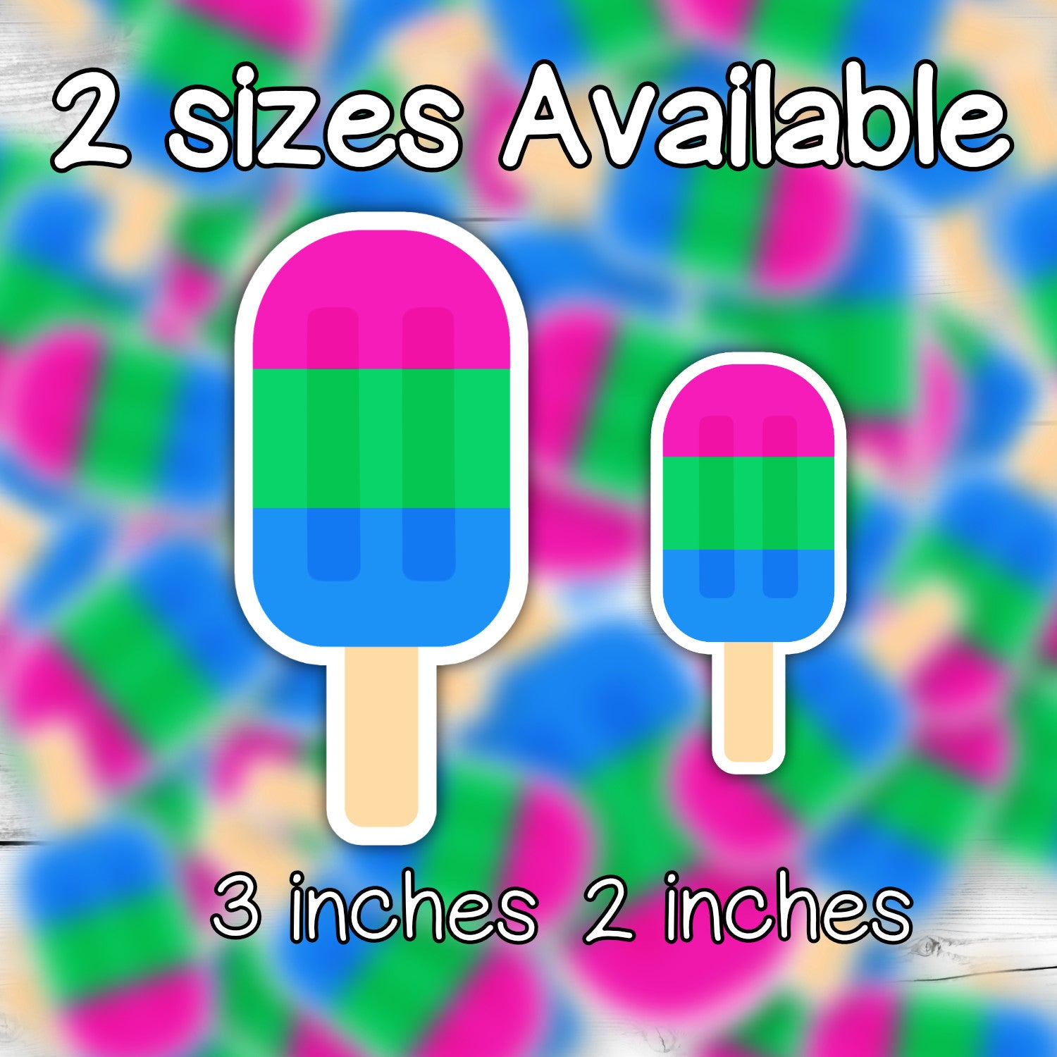 Polysexual LGBTQ+ Popsicle Die Cut Weatherproof Vinyl Matte Sticker image 1