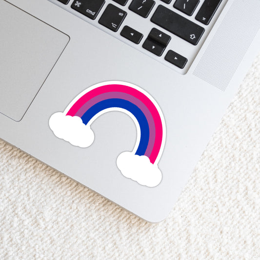 Bisexual LGBTQ+ Rainbow with Clouds Weatherproof Vinyl Die Cut Sticker image 0