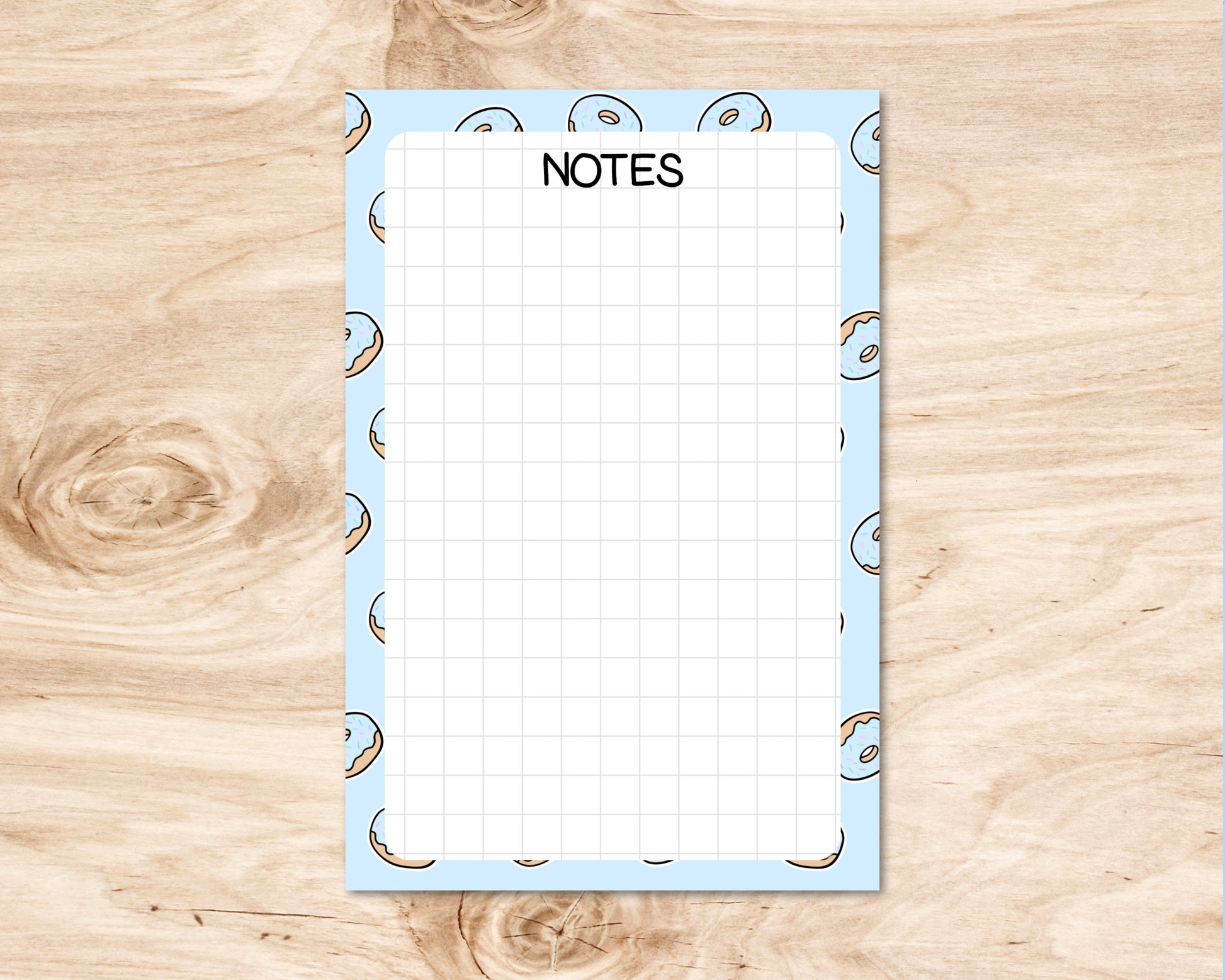 4x6 Donut Pattern Pastel Blue Notepad | Cute Donut Notepad | Cute Notepad | Cute image 0