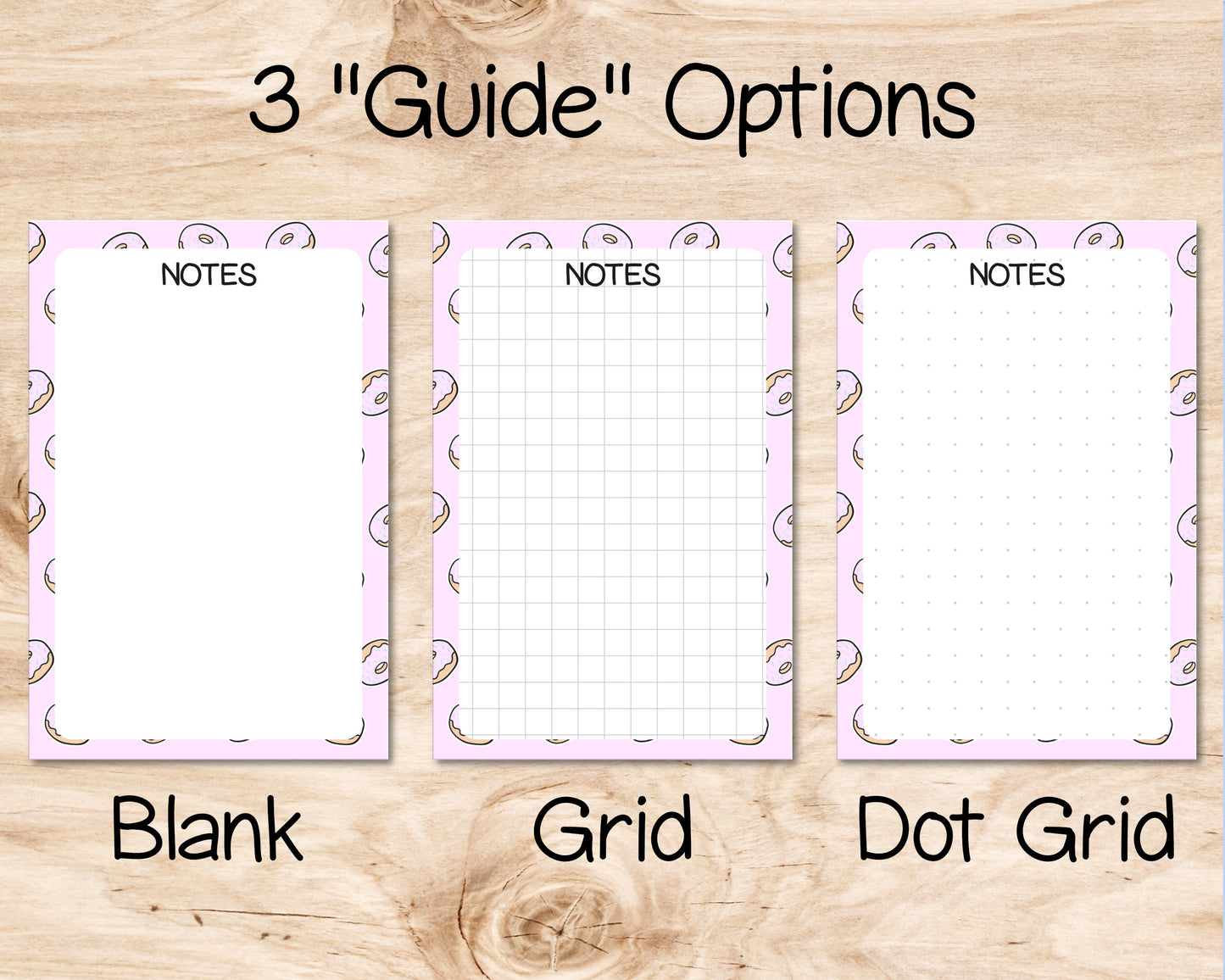 4x6 Donut Pattern Pastel Pink Notepad | Cute Donut Notepad | Cute Notepad image 1