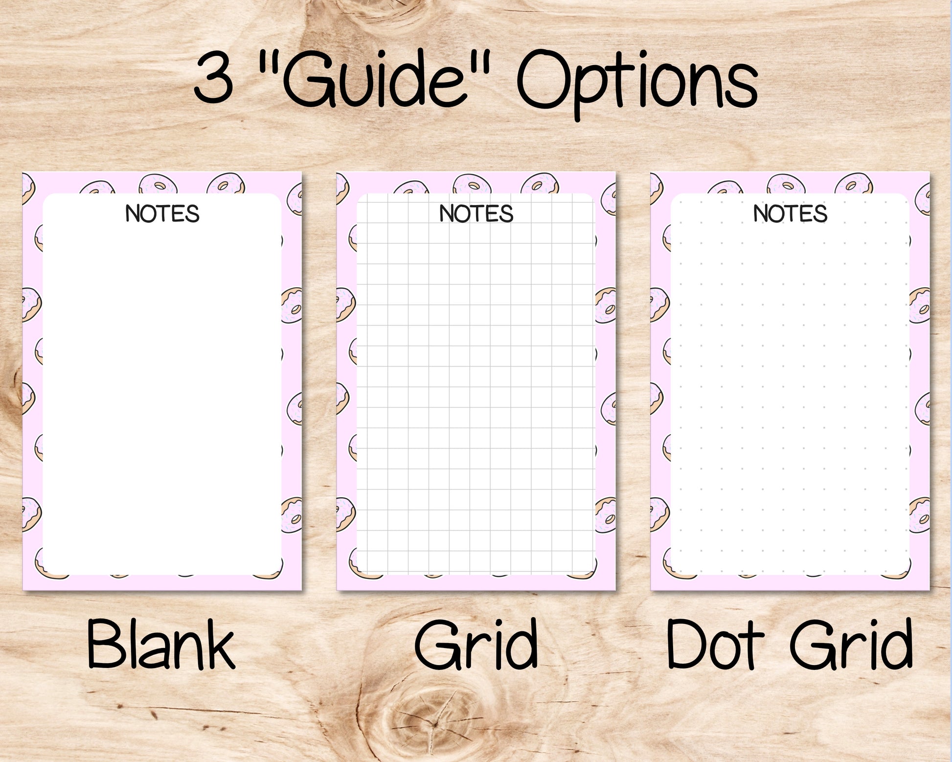 4x6 Donut Pattern Pastel Pink Notepad | Cute Donut Notepad | Cute Notepad image 1