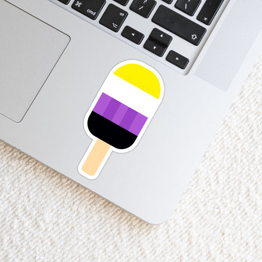 Non-Binary LGBTQ+ Popsicle Die Cut Weatherproof Vinyl Matte Sticker image 0