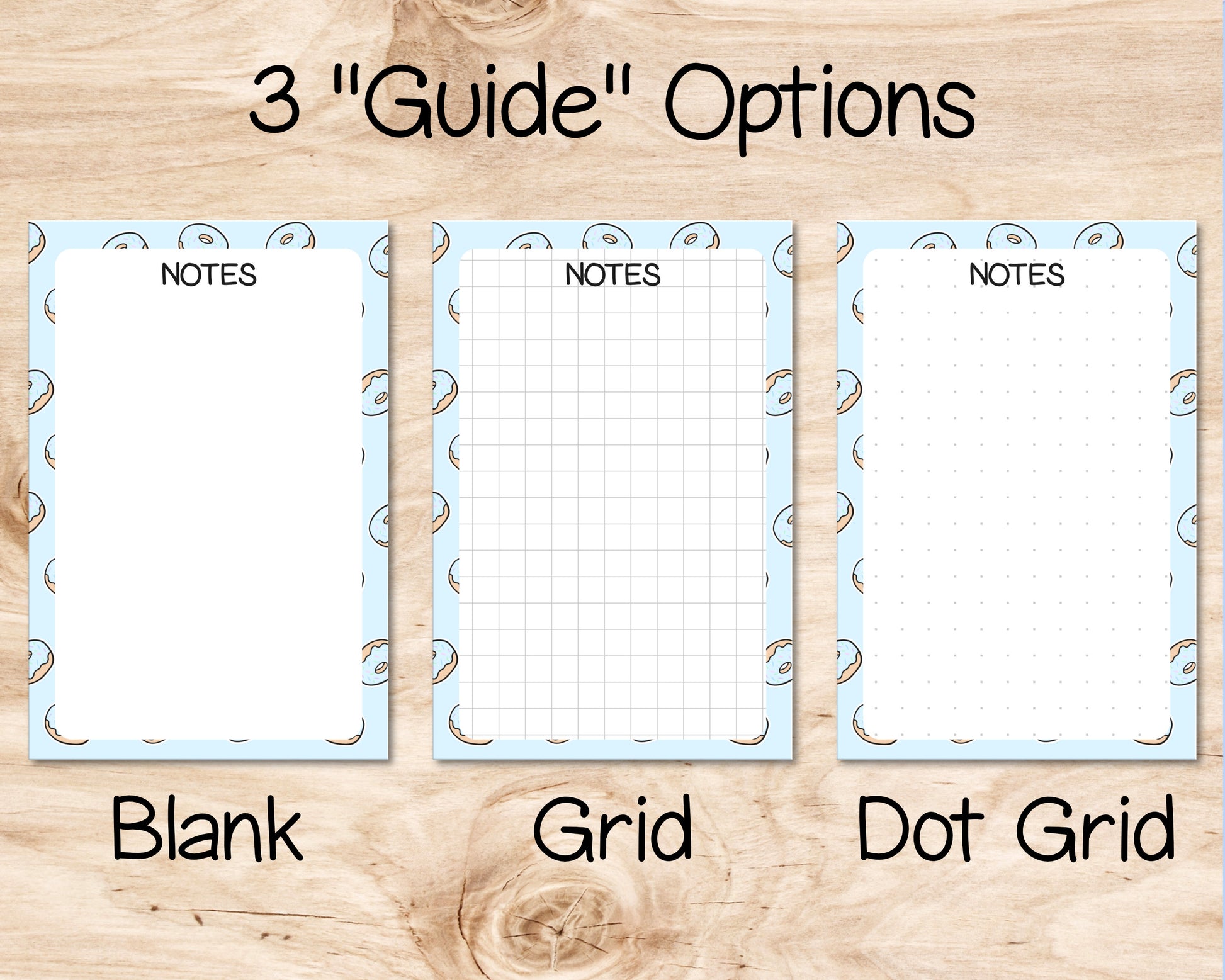 4x6 Donut Pattern Pastel Blue Notepad | Cute Donut Notepad | Cute Notepad | Cute image 1