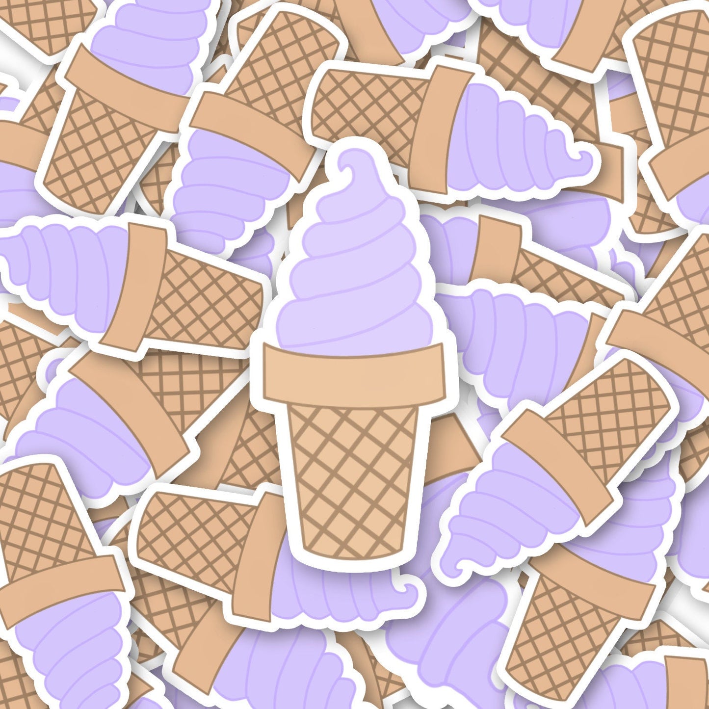 Cute Pastel Purple Soft Serve Ice Cream Die Cut Sticker - Ice Cream Sticker - Dessert Sticker - Weatherproof Vinyl Sticker