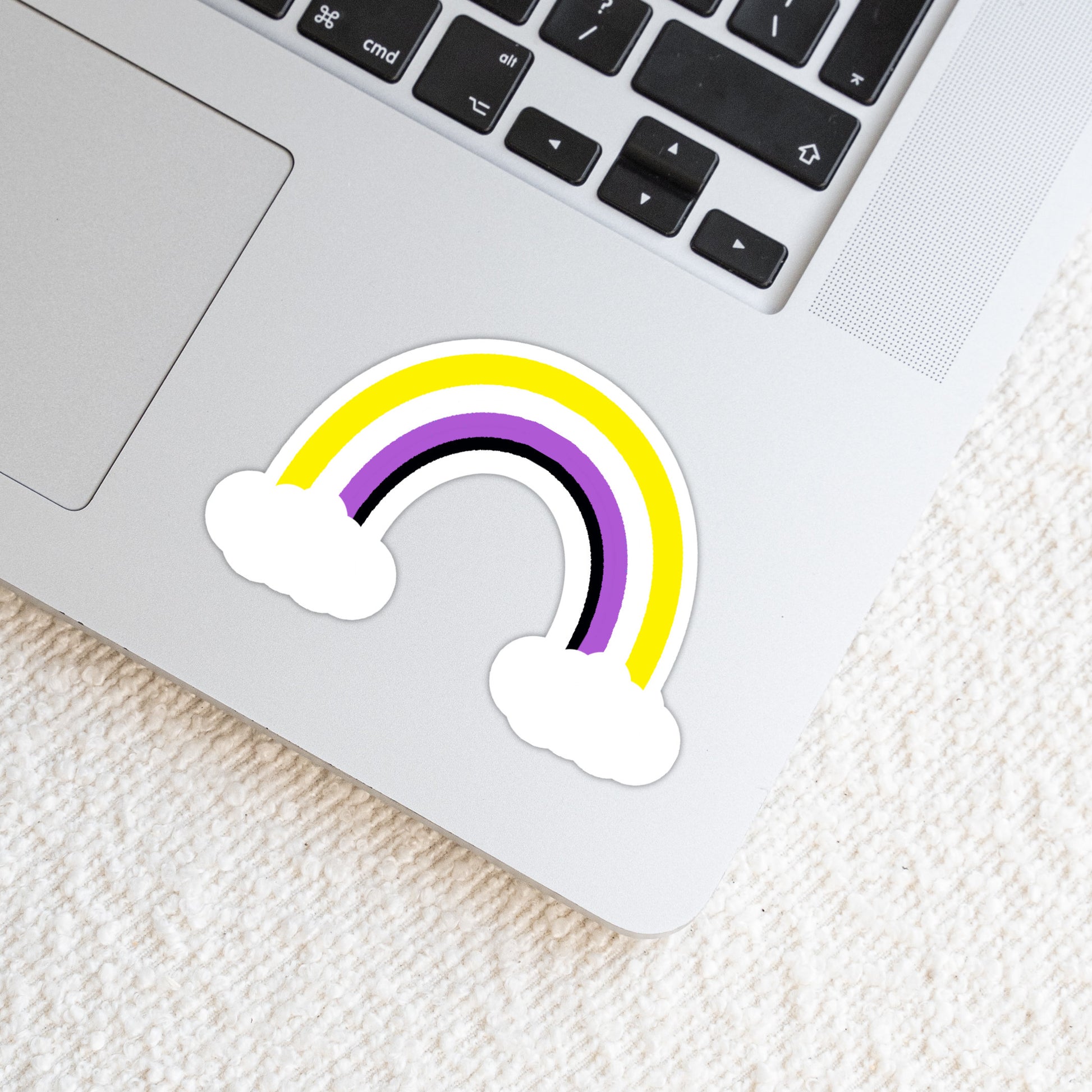 Non-Binary LGBTQ+ Rainbow with Clouds Weatherproof Vinyl Die Cut Sticker image 0