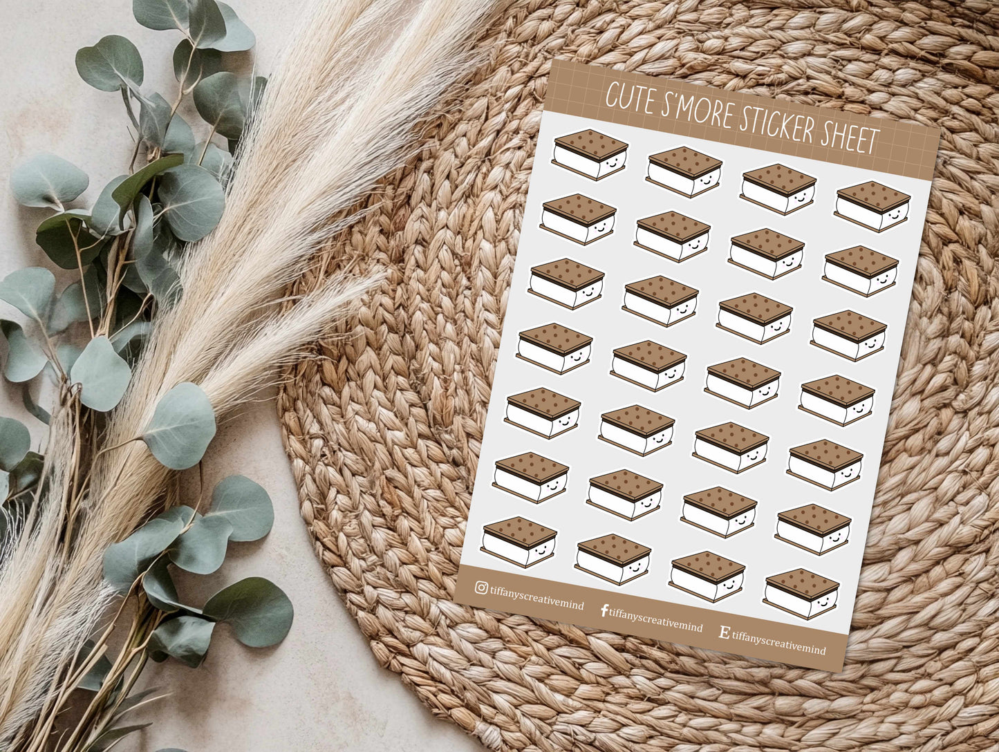 Cute S'more Sticker Sheet - S’mores stickers - 5x7 Sticker Sheet