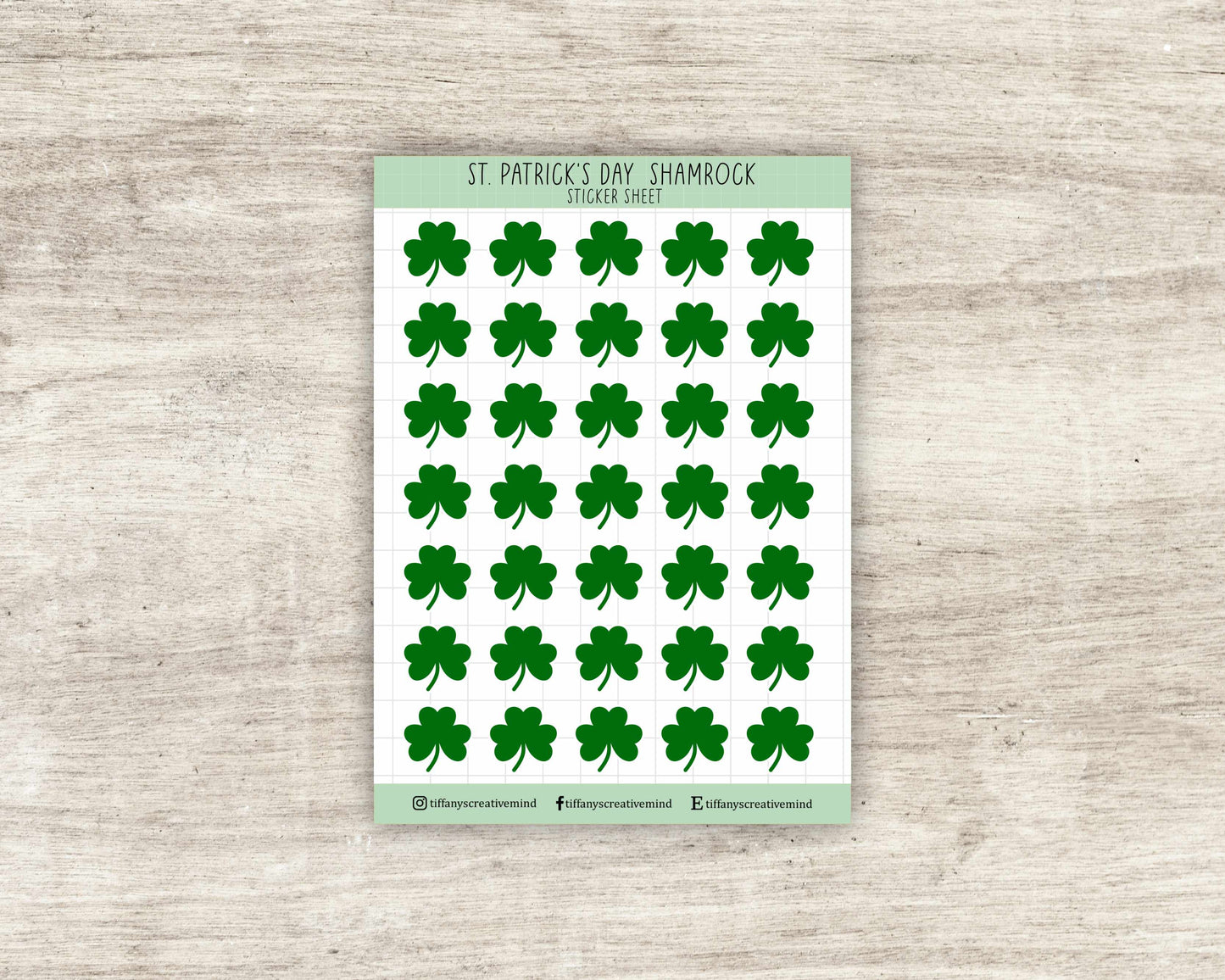 Shamrock Sticker Sheet - 5x7 inches - Shamrock Stickers - St. Pattys Day Sticker