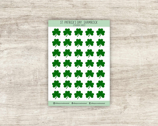 Shamrock Sticker Sheet - 5x7 inches - Shamrock Stickers - St. Pattys Day Sticker