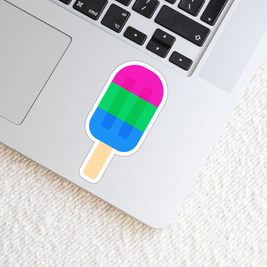 Polysexual LGBTQ+ Popsicle Die Cut Weatherproof Vinyl Matte Sticker image 0