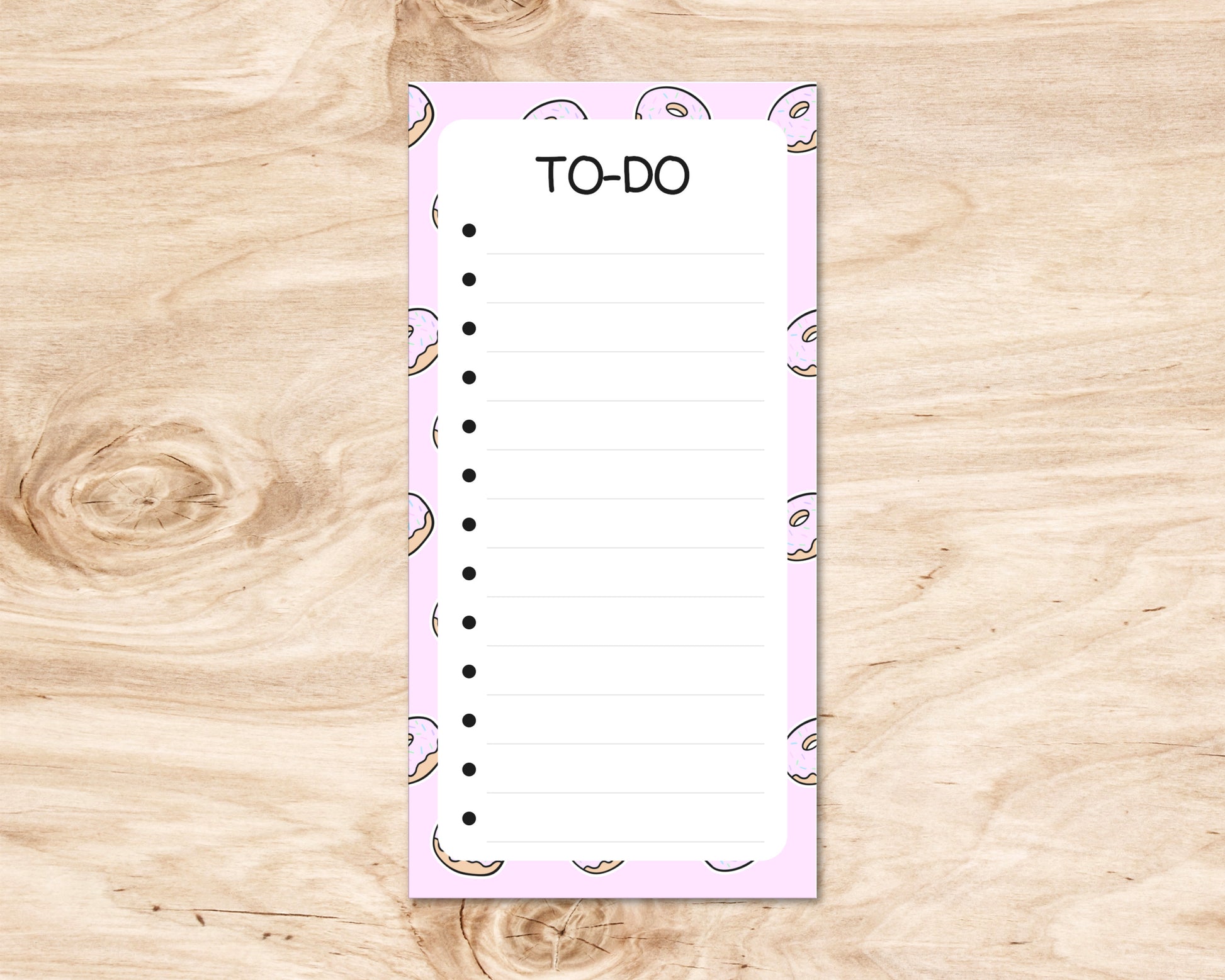 3x6 inch Cute Pastel Pink Donut Pattern List Notepad - To-Do List - Cute List image 0