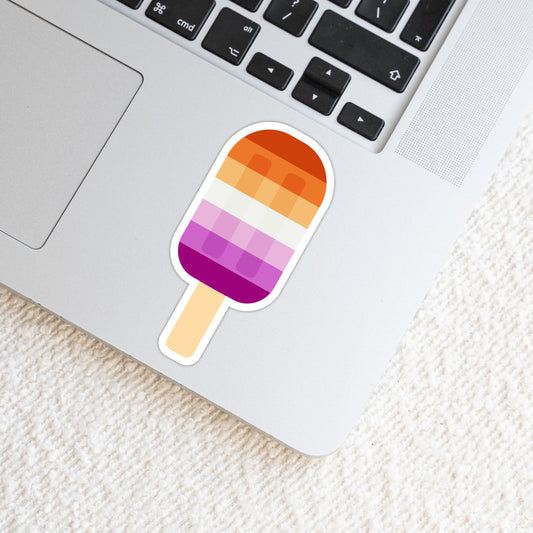 Lesbian LGBTQ+ Popsicle Die Cut Weatherproof Vinyl Matte Sticker - Lesbian Stick image 0