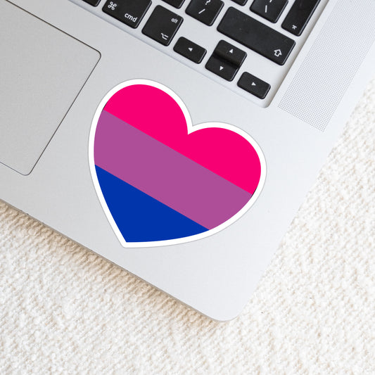 Bisexual LGBTQ+ Heart Weatherproof Vinyl Die Cut Sticker image 0