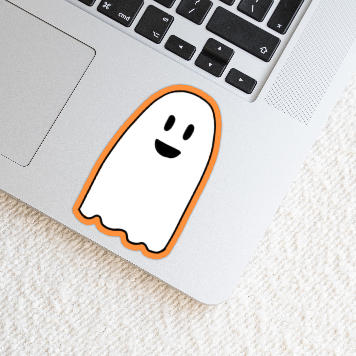 Cute Smiling Ghost Weatherproof Vinyl Die Cut Sticker image 0