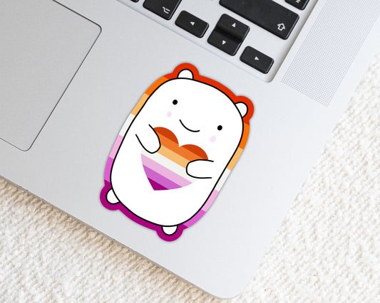 Lesbian LGBTQ+ Marshmallow Bear Weatherproof Die Cut Sticker image 0