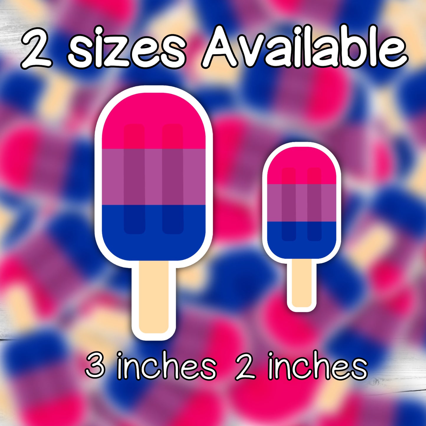 Bisexual LGBTQ+ Popsicle Die Cut Weatherproof Vinyl Matte Sticker image 1